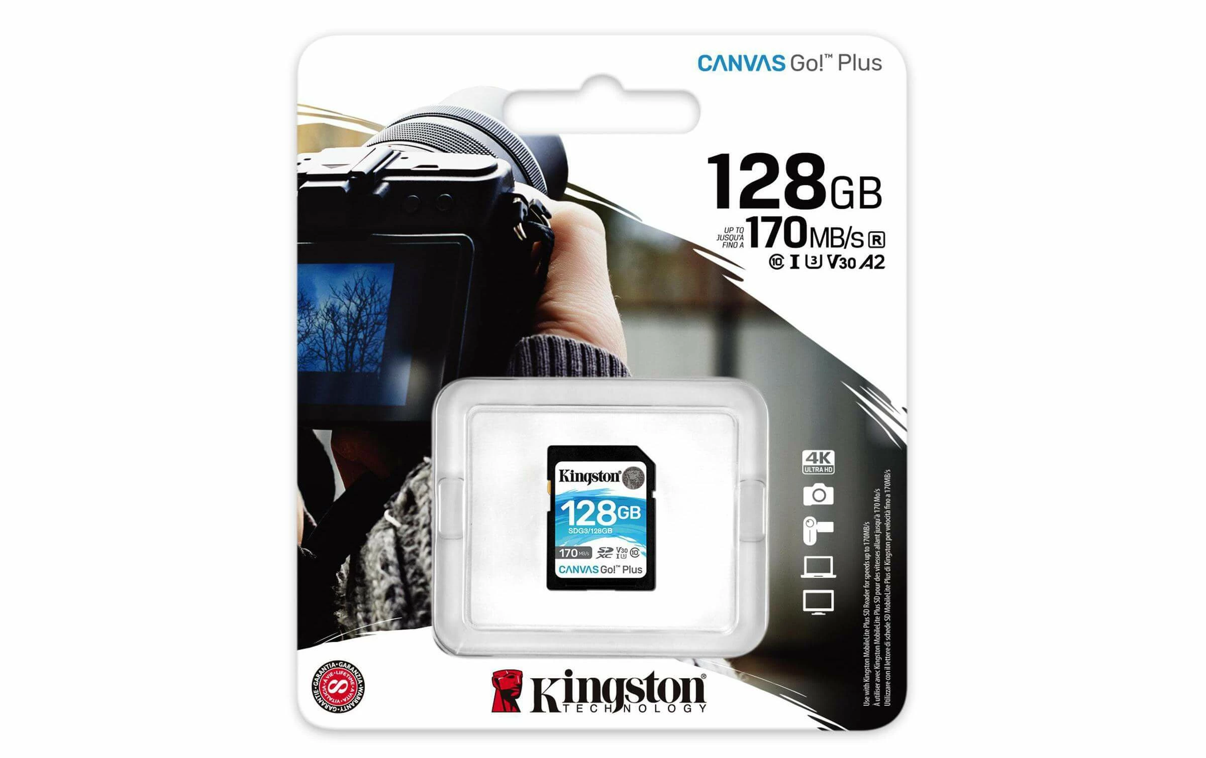 Kingston Carte SDXC Canvas Go! Plus UHS-I U3 V30 128 GB - Cartes Mémoire – Image 3