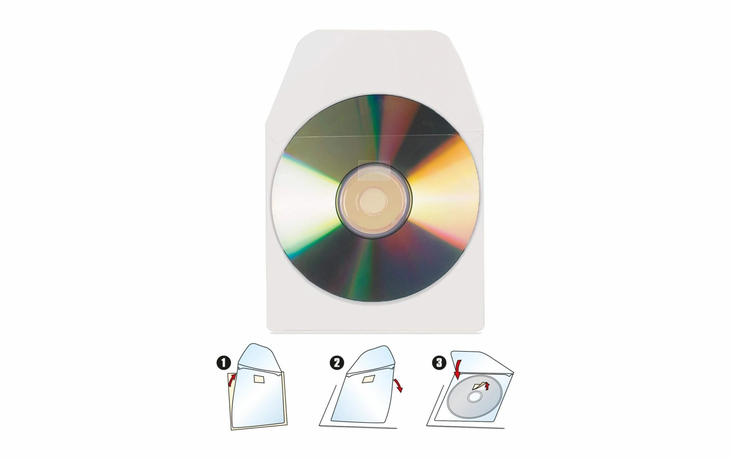 3L Housse Pour CD/DVD Avec Rabat Transparent, 100 Pièces - Conservation – Image 2
