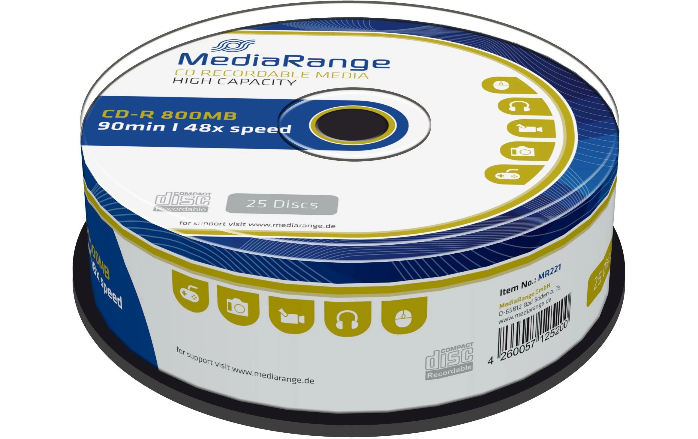 MediaRange CD-R 0.8 GB, Tour (25 Pièce/s) - Médias CD