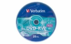 VERBATIM DVD-RW Support 4,7 Go, Broche (25 Pièces) - DVD-R