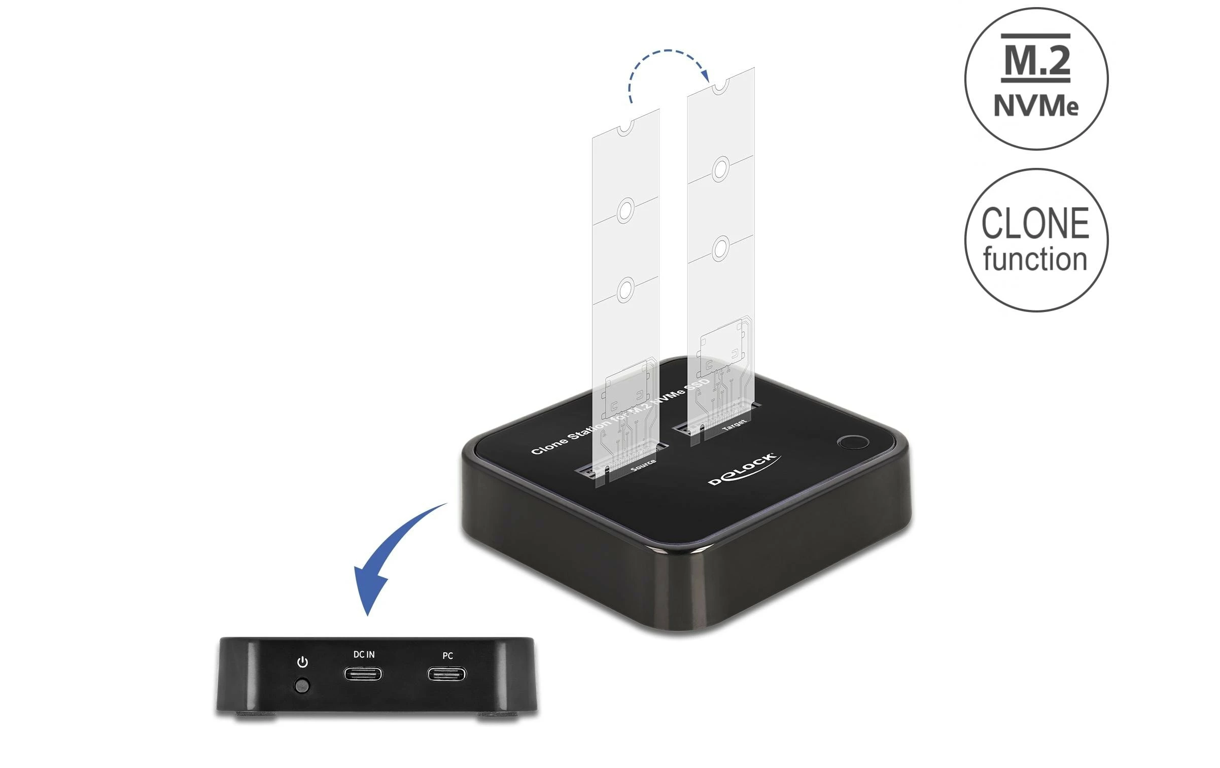 DeLock Station D'accueil Et De Clonage Pour 2x M.2 NVMe - Accessoires Supports De Mémoire – Image 2
