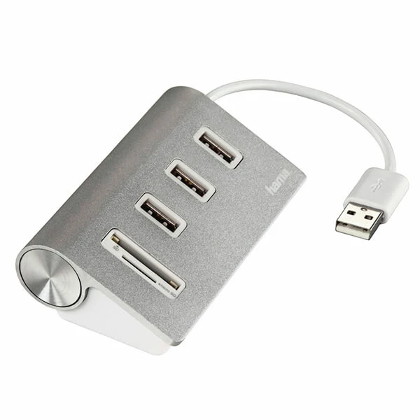 Hama USB-2.0-Hub/Cardreader Aluminium - Sticks USB