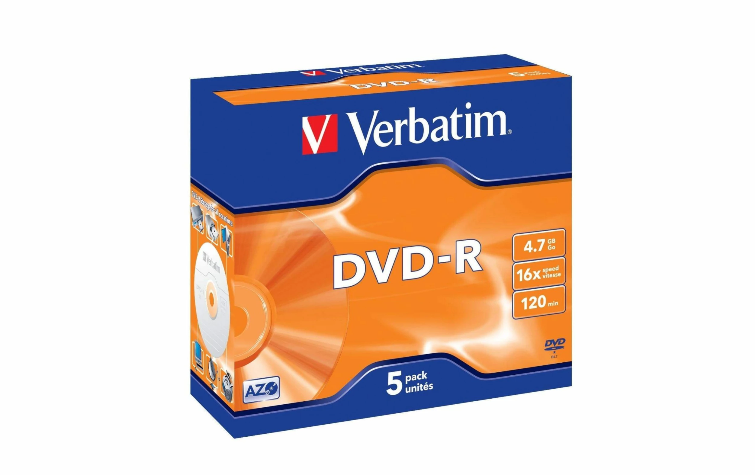 VERBATIM DVD-R 4.7 GB, Boîte à Bijoux (5 Pièce/s) - Disques