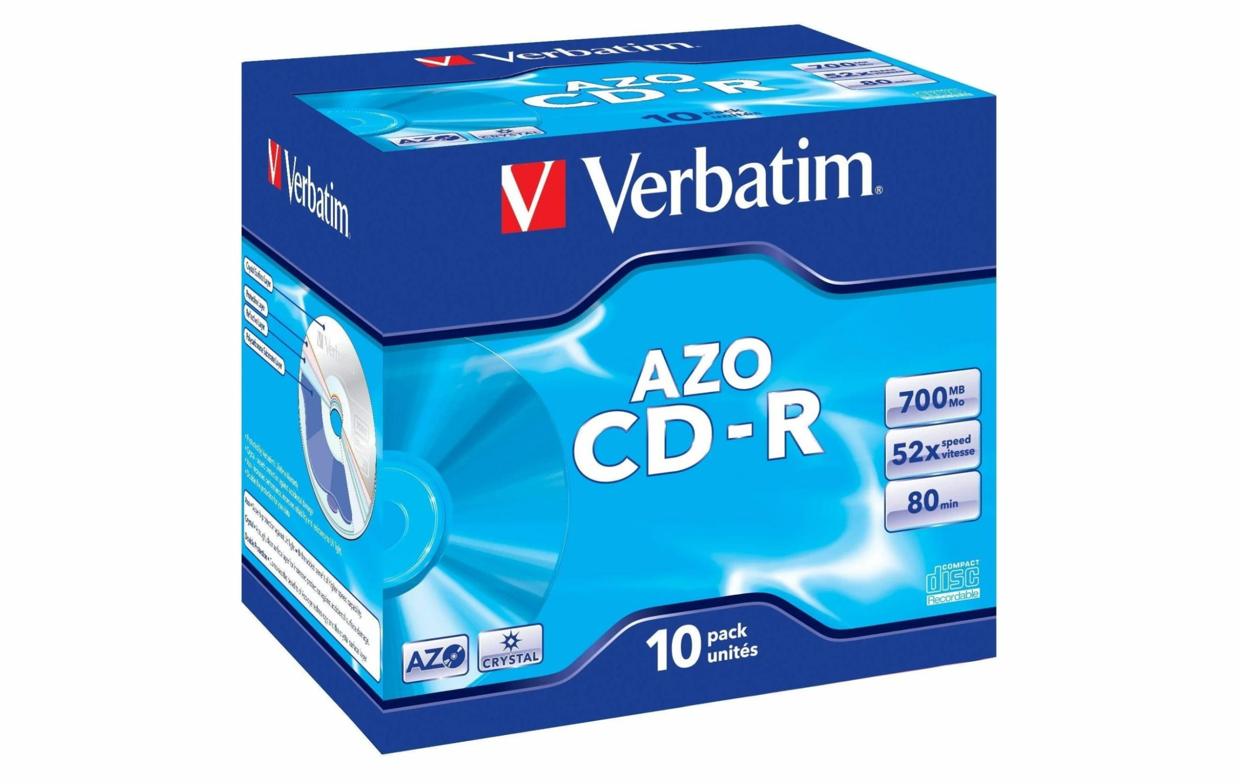 VERBATIM CD-R 0.7 GB, Boîte à Bijoux (10 Pièce/s) - Disques