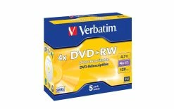 VERBATIM DVD+RW 4.7 GB, Boîte à Bijoux (5 Pièce/s) - Disques