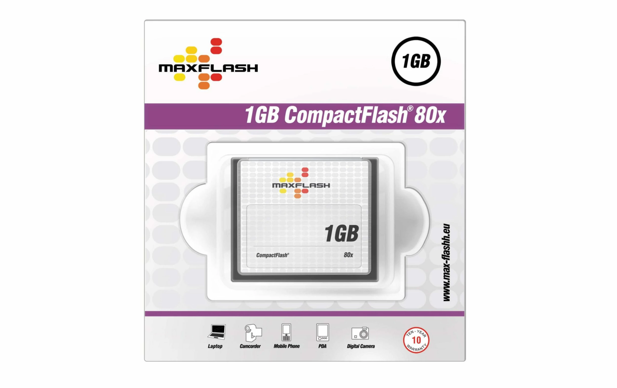 MaxFlash Carte CF 80x 1 GB - Cartes Mémoire
